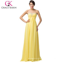 Grace Karin Strapless Sweetheart Beaded Long Yellow Evening Dresses CL6119